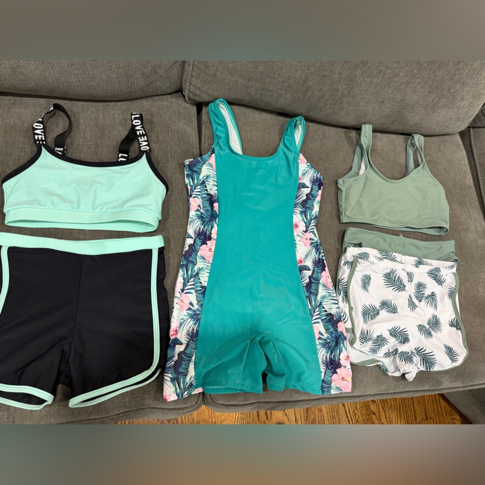 3 SET SWIM SHEIN Kids Swim Set - Teal and Green